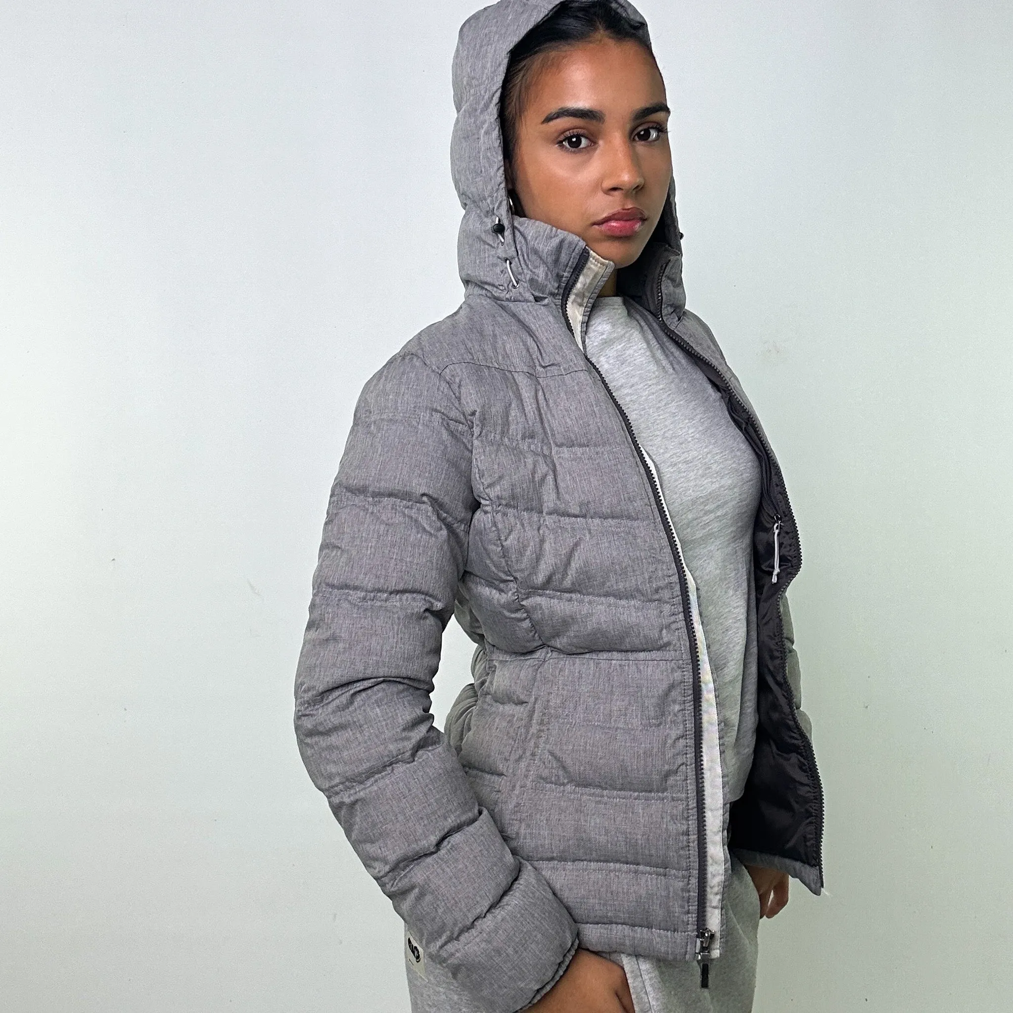 Light Grey y2ks The North Face 700 Series Puffer Jacket Coat (S)