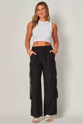 Linen Wide Leg Cargo Pants