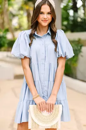 Make It So Chambray Blue Babydoll Dress