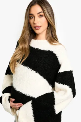 Maternity Borg Diagonal Stripe Slouchy Knitted Sweater