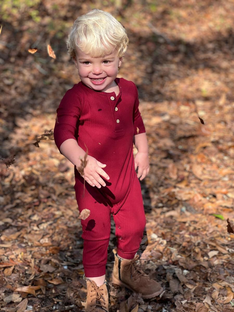 Me & Henry - Burgundy Mason Rib Romper Romper