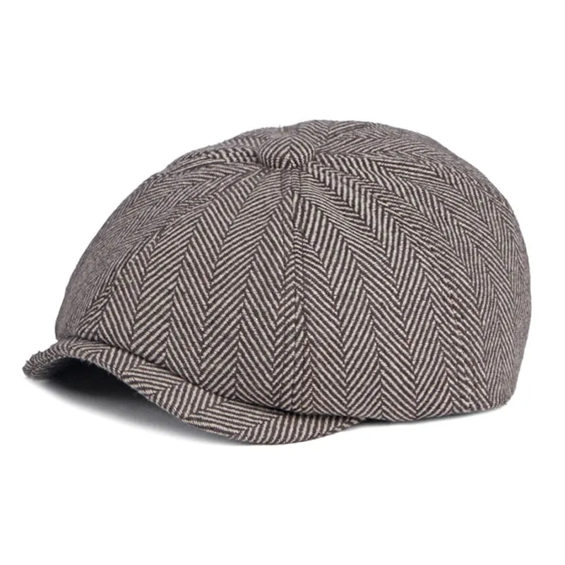 Men and Women Casual British Style Octagonal Tweed Beret Cap