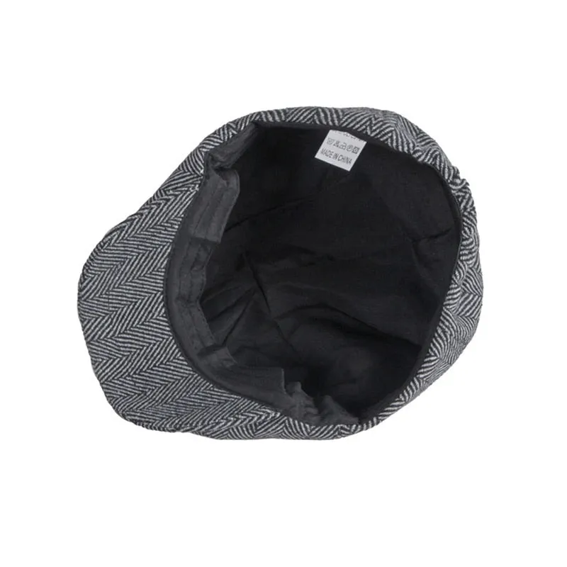 Men and Women Casual British Style Octagonal Tweed Beret Cap