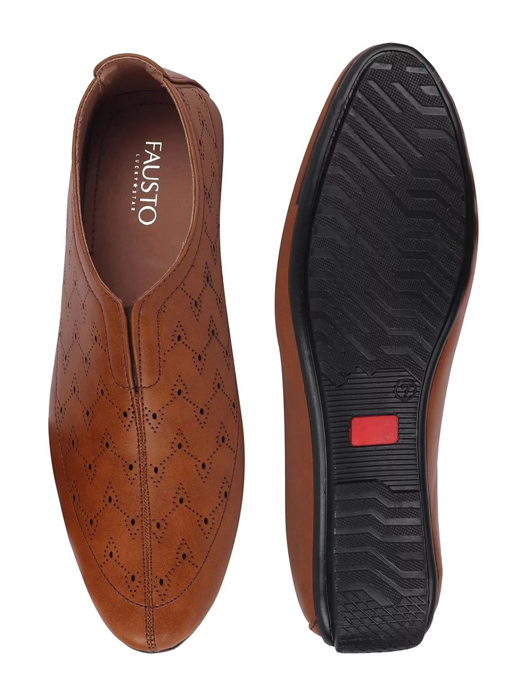 Men Tan Ethnic Slip-On Shoe Style Jutis & Mojaris