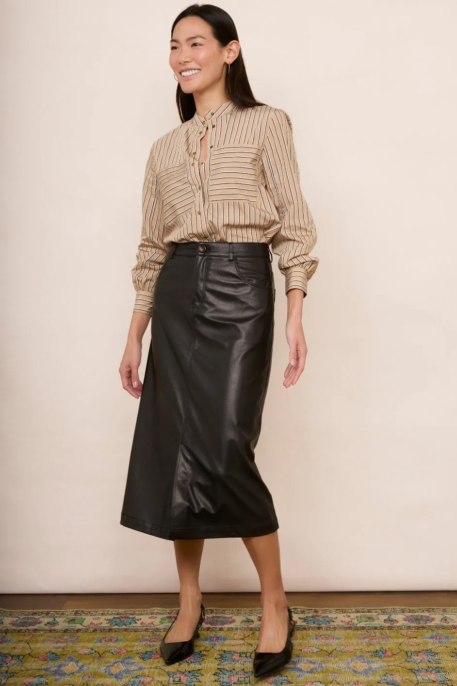 Mylene Faux Leather Skirt - Black