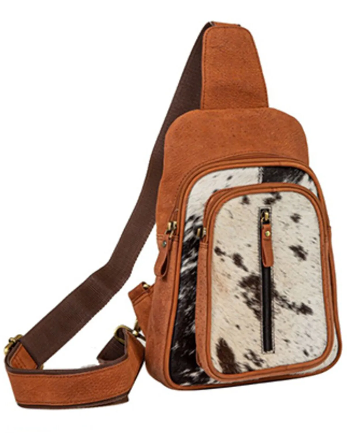 Myra Bag Women's Mountain Bend Hair-On Hide Bucket Crossbody Sling Bag