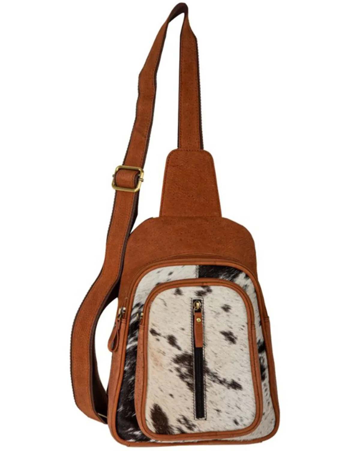 Myra Bag Women's Mountain Bend Hair-On Hide Bucket Crossbody Sling Bag