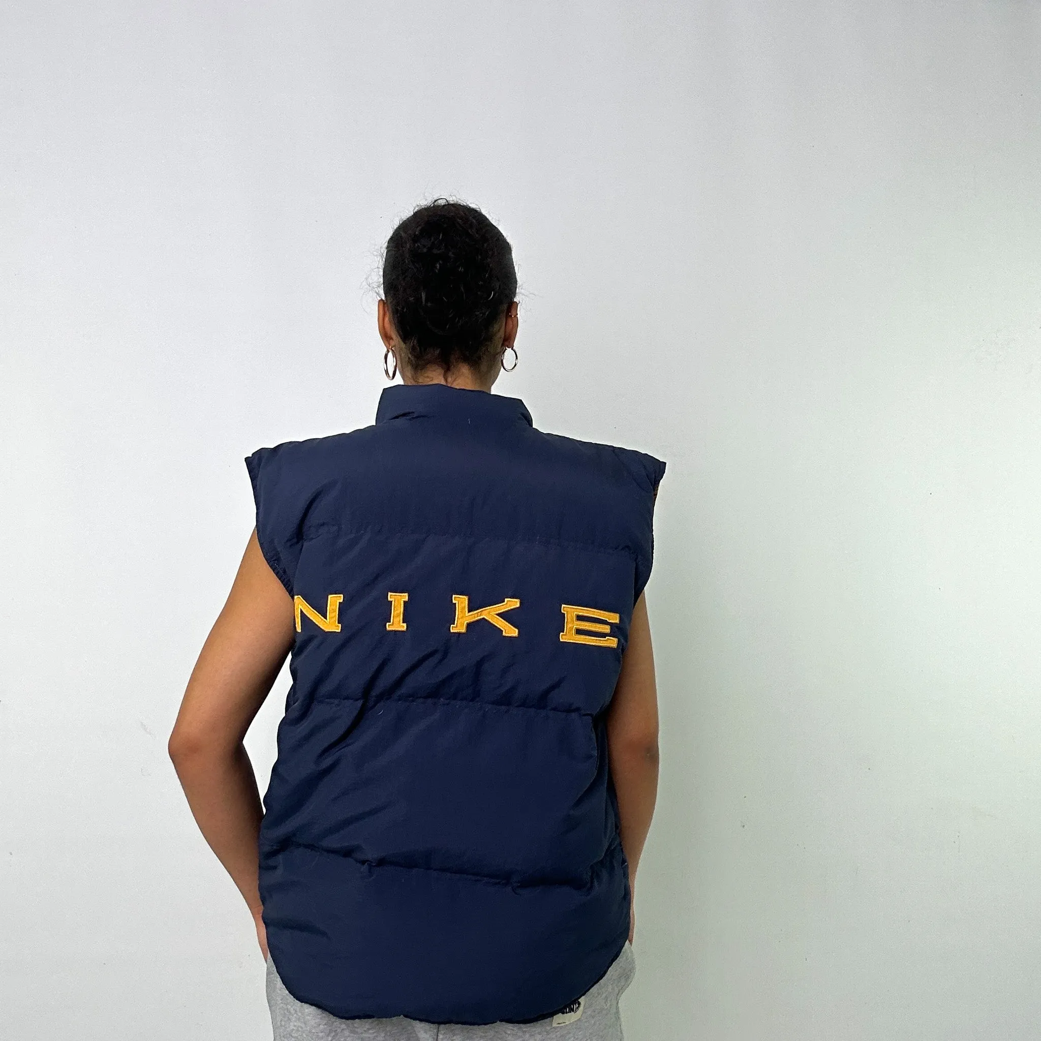 NAVY BLUE 90S NIKE REVERIBSLE PUFFER JACKET COAT GILET (