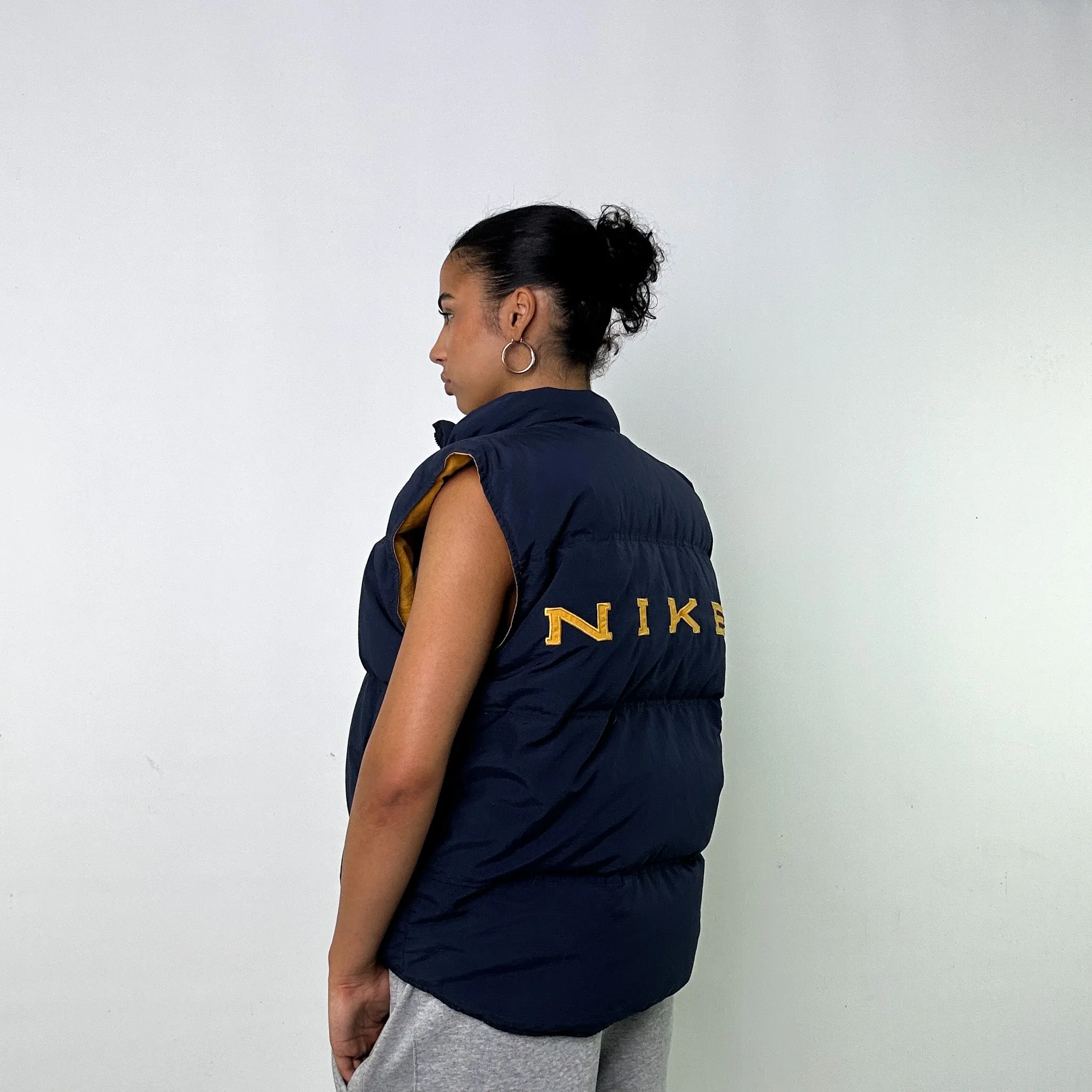 NAVY BLUE 90S NIKE REVERIBSLE PUFFER JACKET COAT GILET (