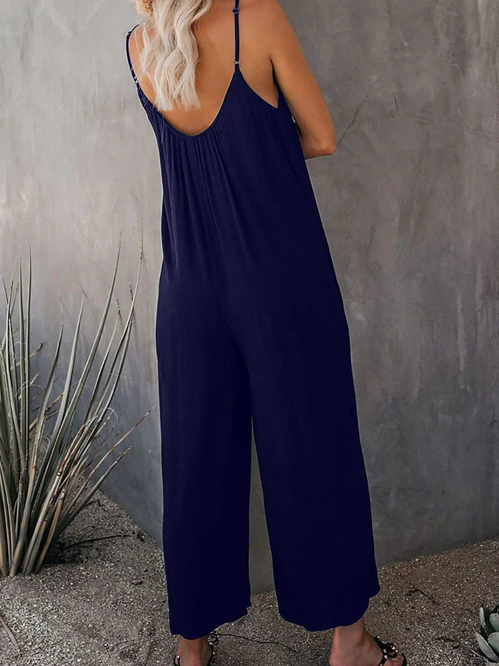 Navy Blue Wide Leg Jumpsuit for Effortless Summer Style