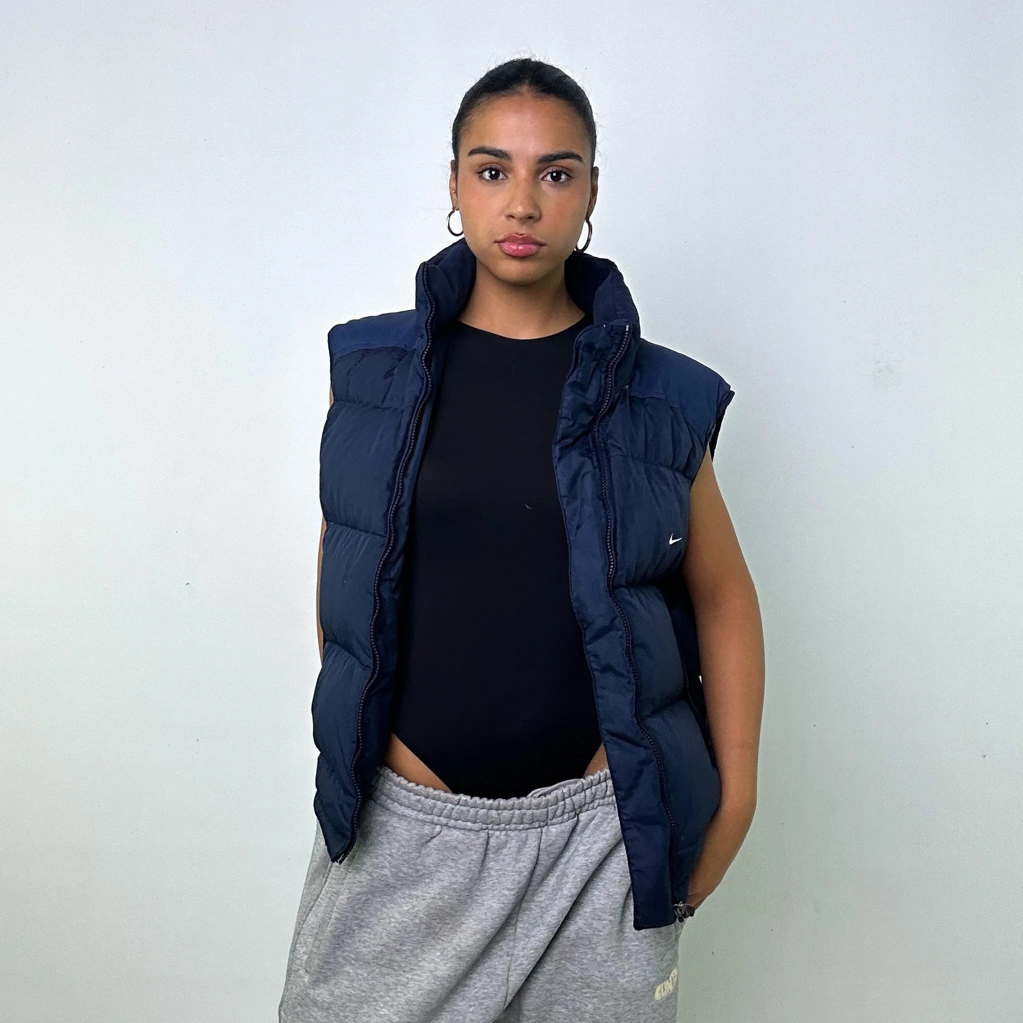 NAVY BLUE Y2KS NIKE PUFFER JACKET COAT GILET (