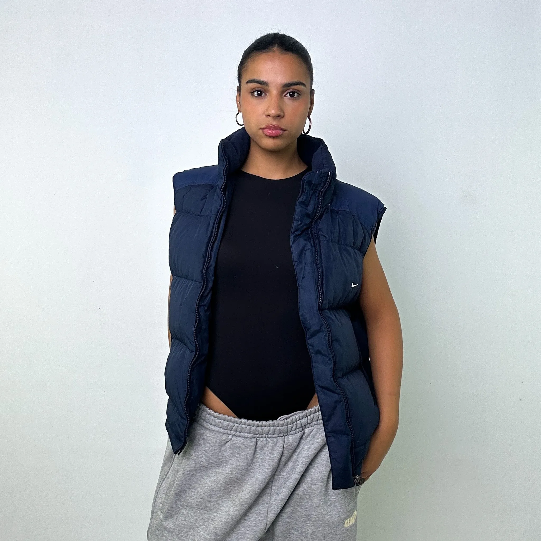 NAVY BLUE Y2KS NIKE PUFFER JACKET COAT GILET (