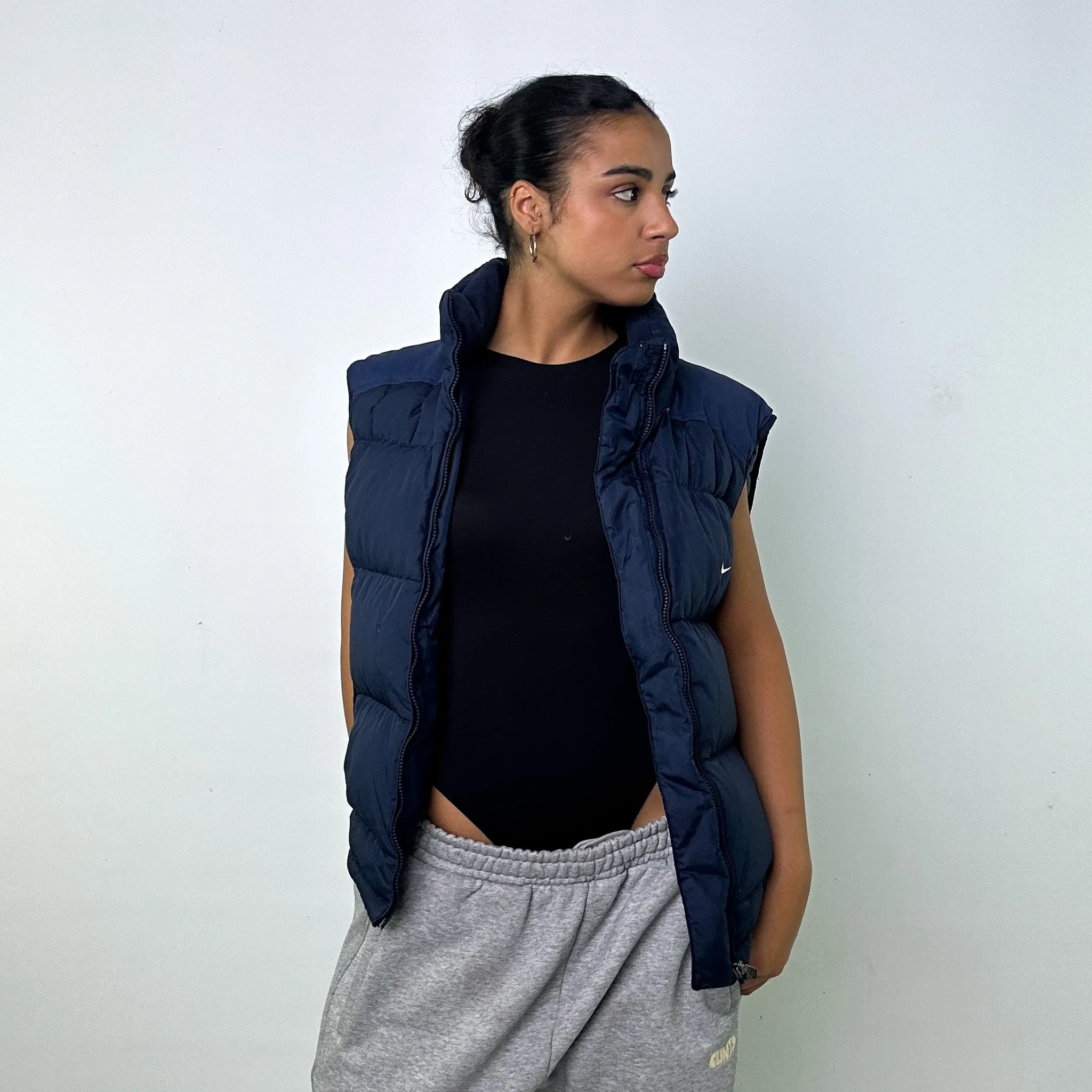 NAVY BLUE Y2KS NIKE PUFFER JACKET COAT GILET (