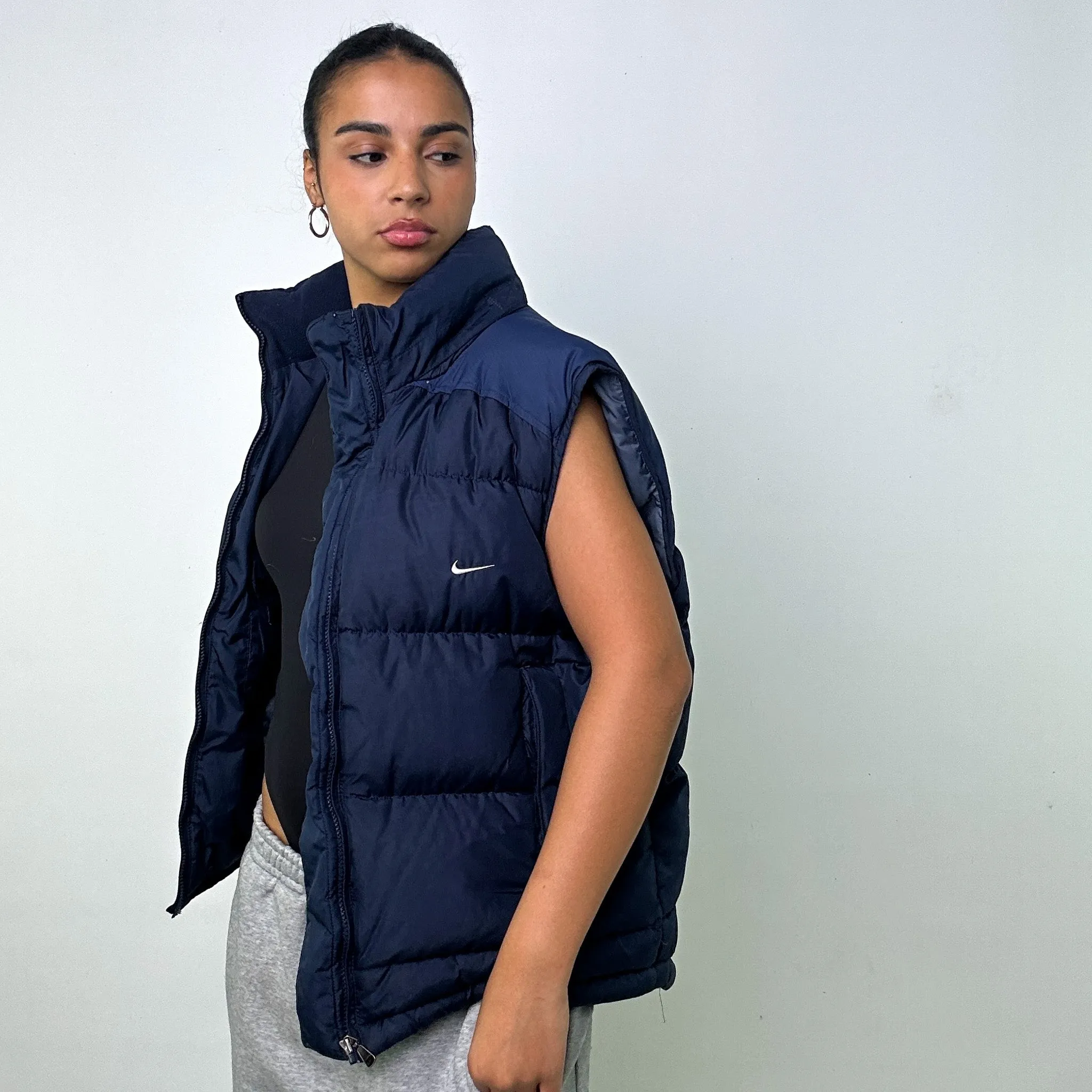 NAVY BLUE Y2KS NIKE PUFFER JACKET COAT GILET (