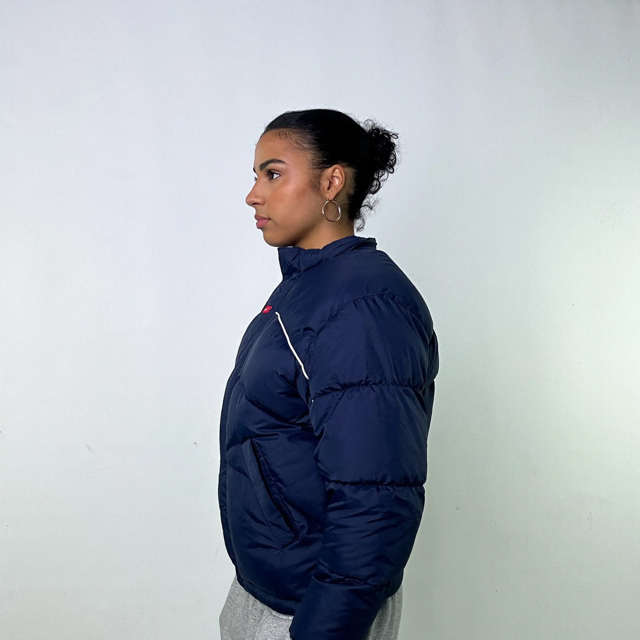 Navy Blue y2ks NIKE Puffer Jacket Coat (S)