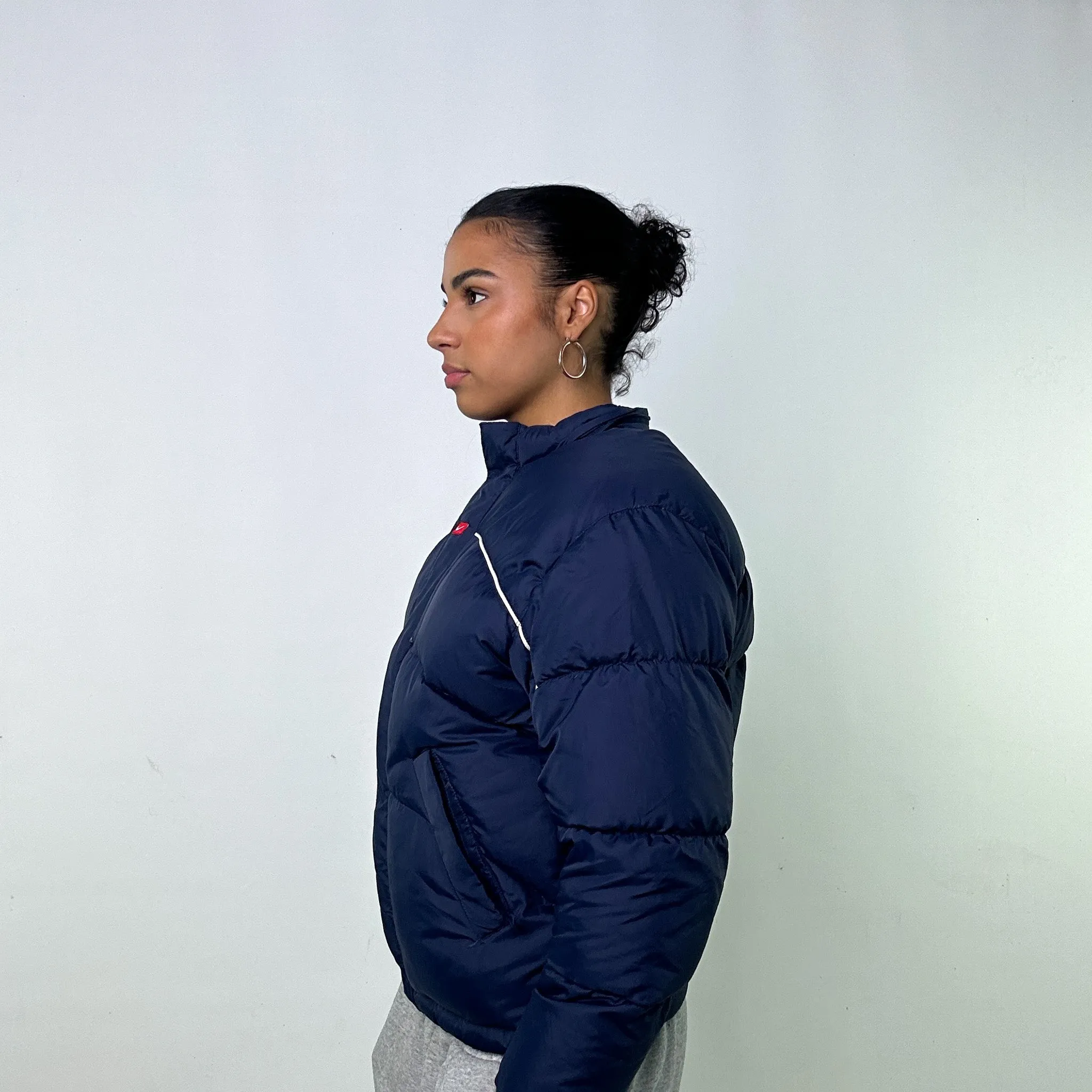 Navy Blue y2ks NIKE Puffer Jacket Coat (S)