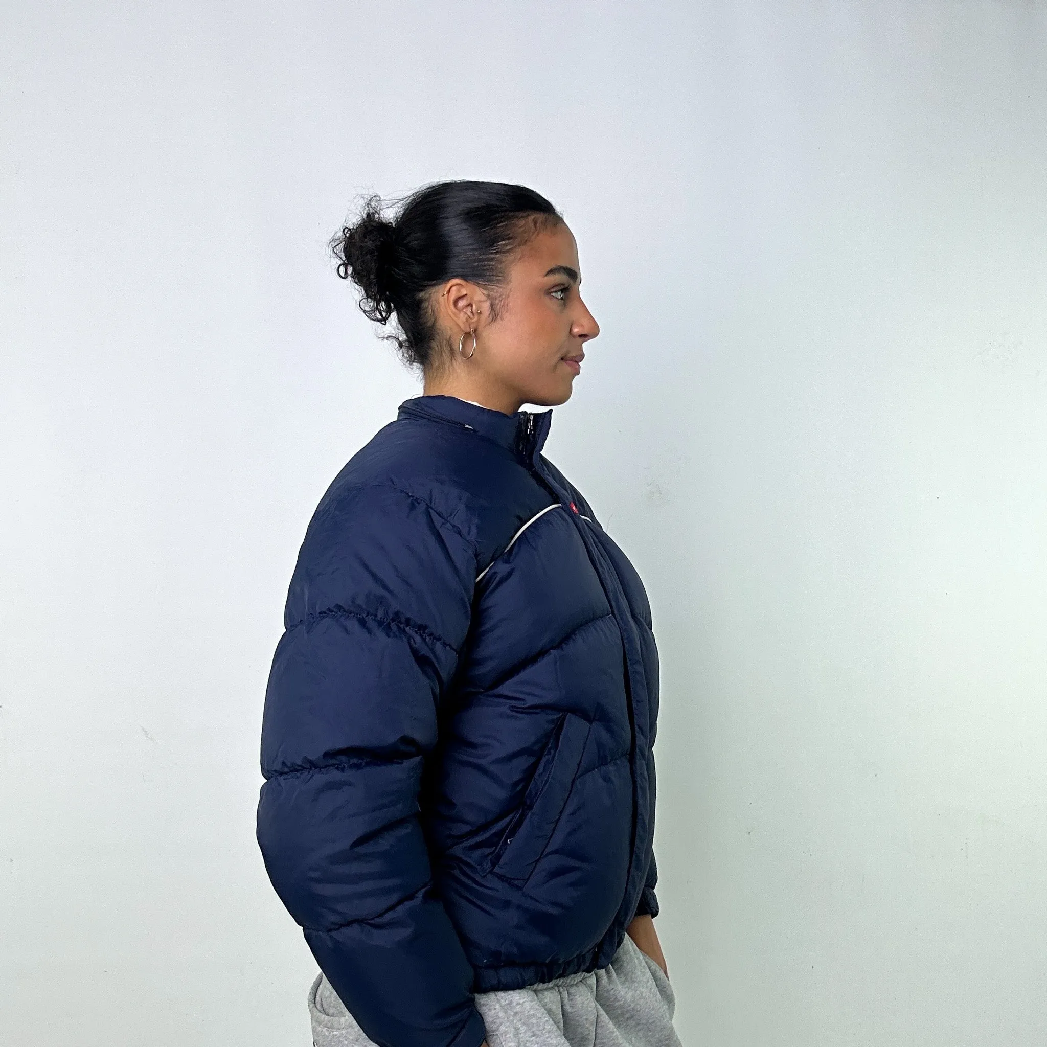 Navy Blue y2ks NIKE Puffer Jacket Coat (S)