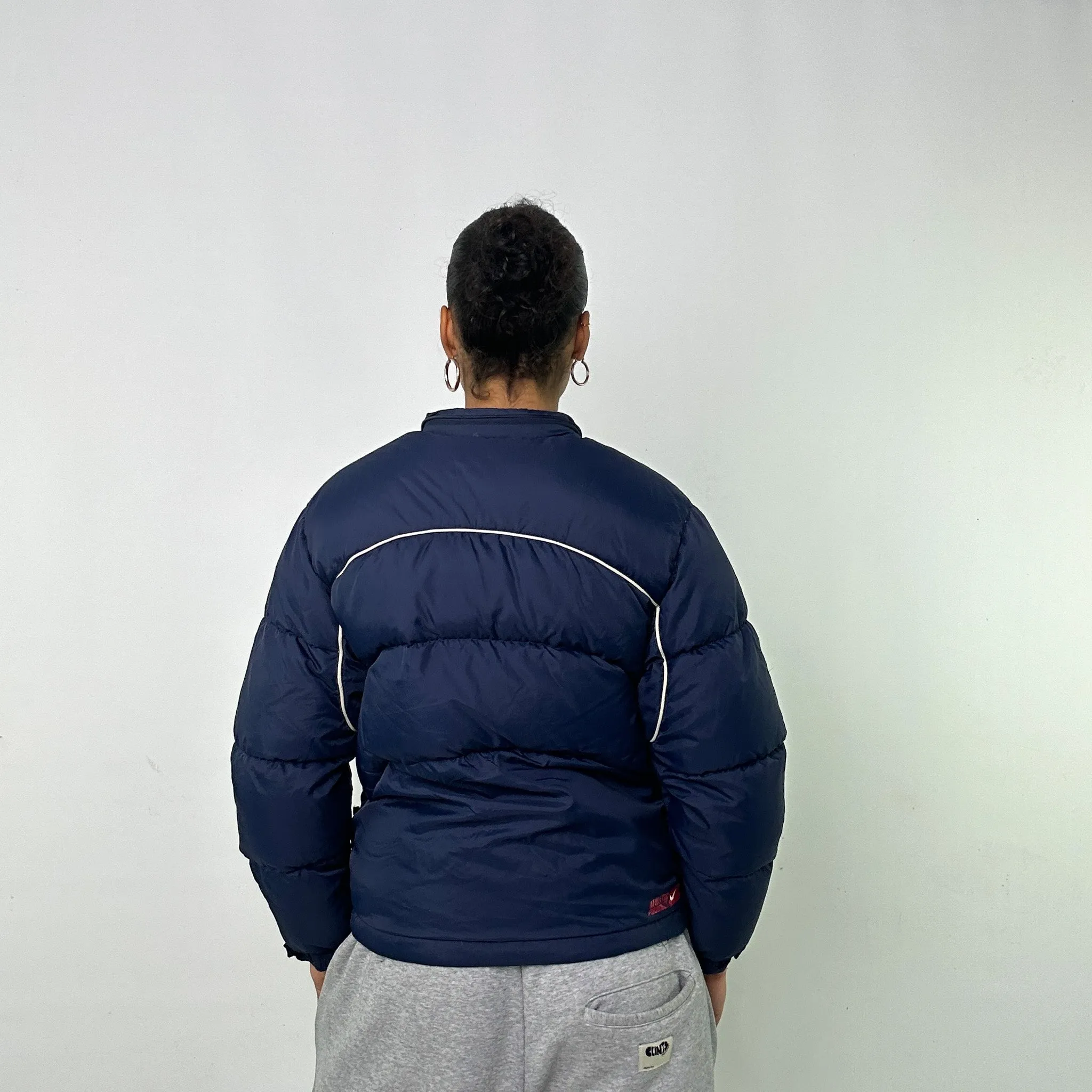 Navy Blue y2ks NIKE Puffer Jacket Coat (S)