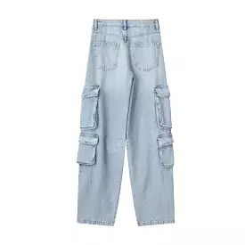 New Worker Style Mid-Waist Jeans