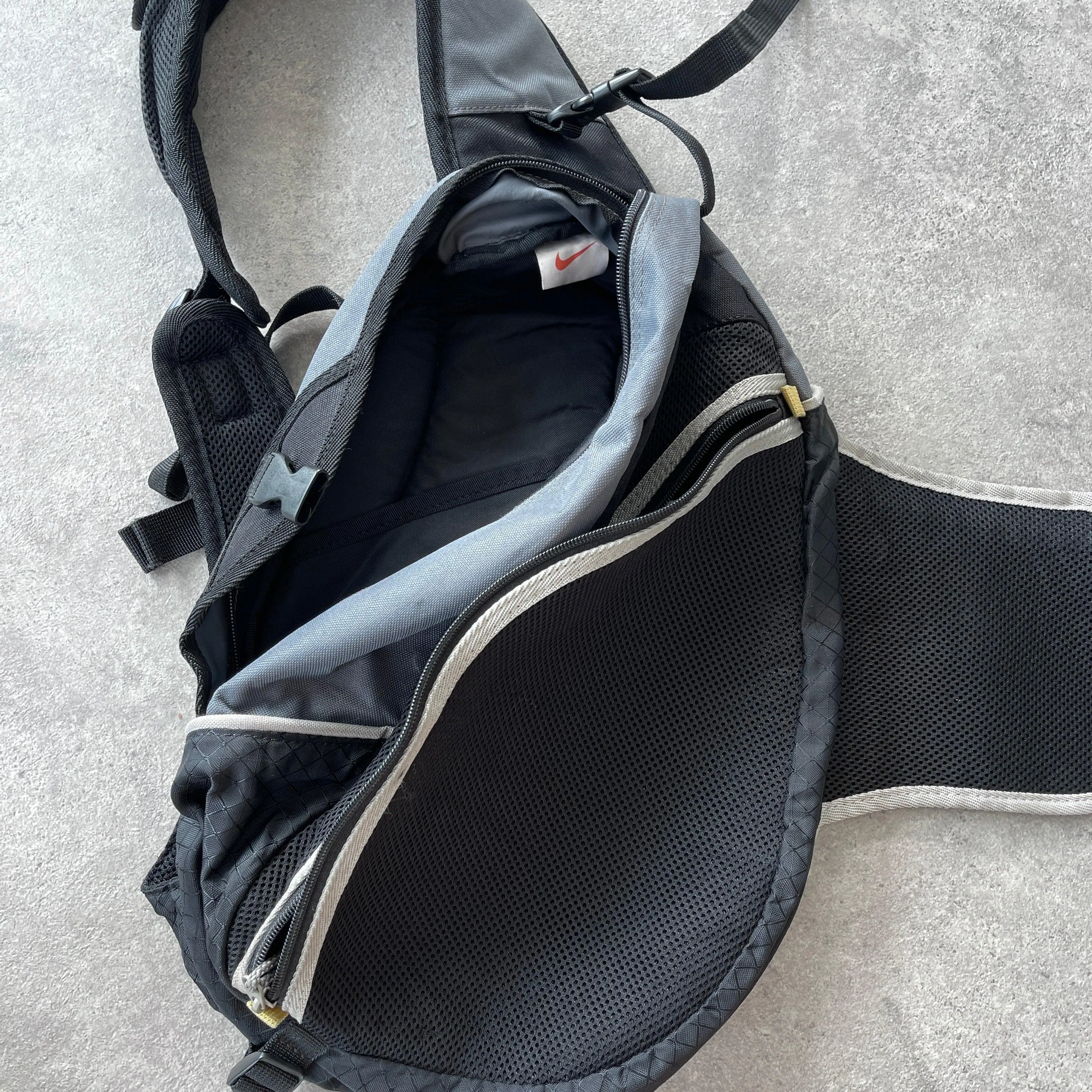 Nike 1990s technical tri-harness sling bag (20”x13”x7”)