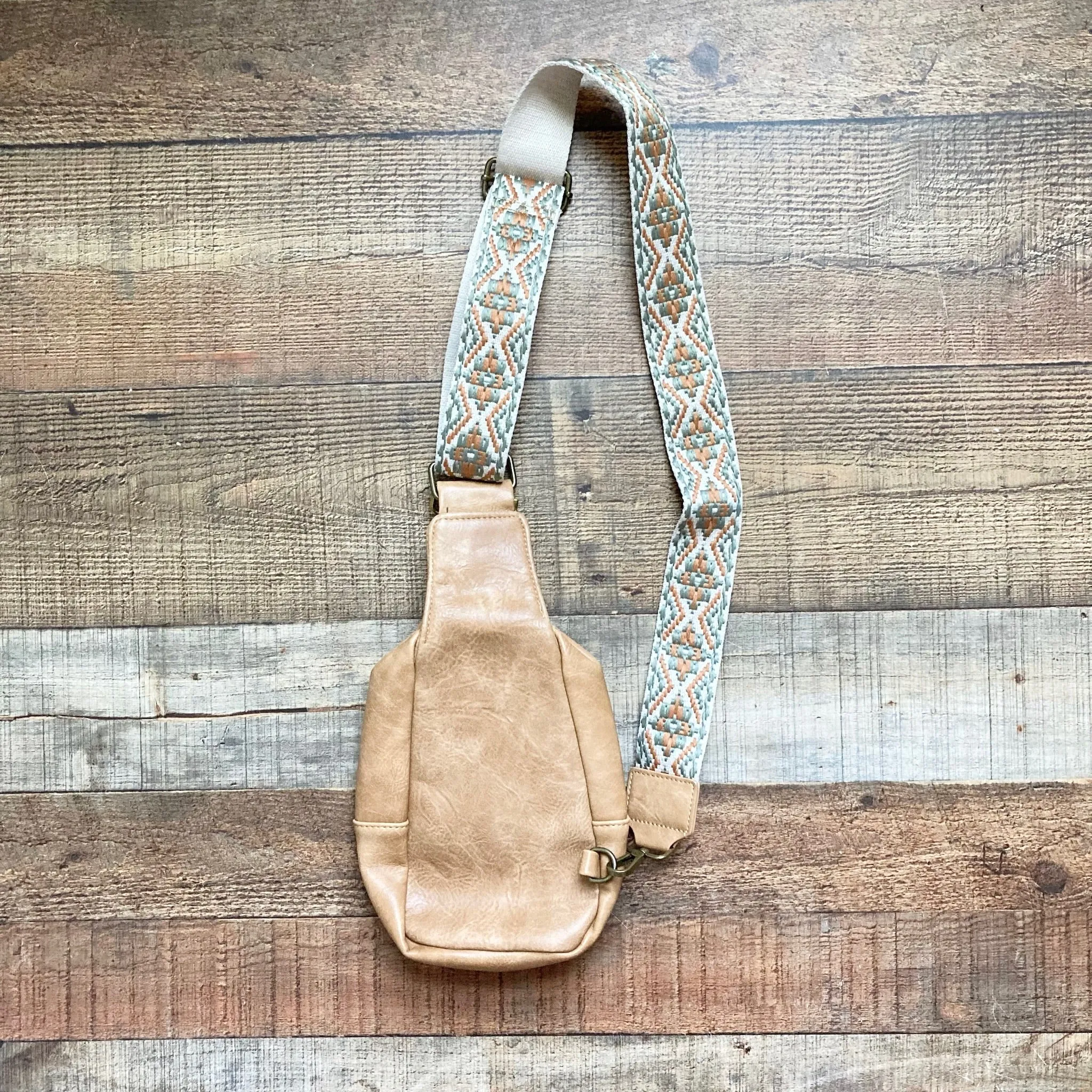 No Brand Brown Sling Bag with Guitar Strap