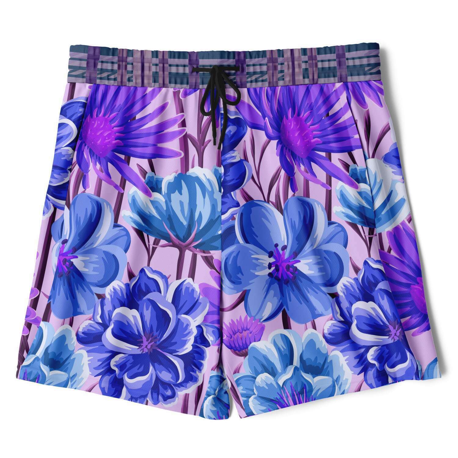 Norma Jean Purple Plaid Floral Compression Activity Shorts