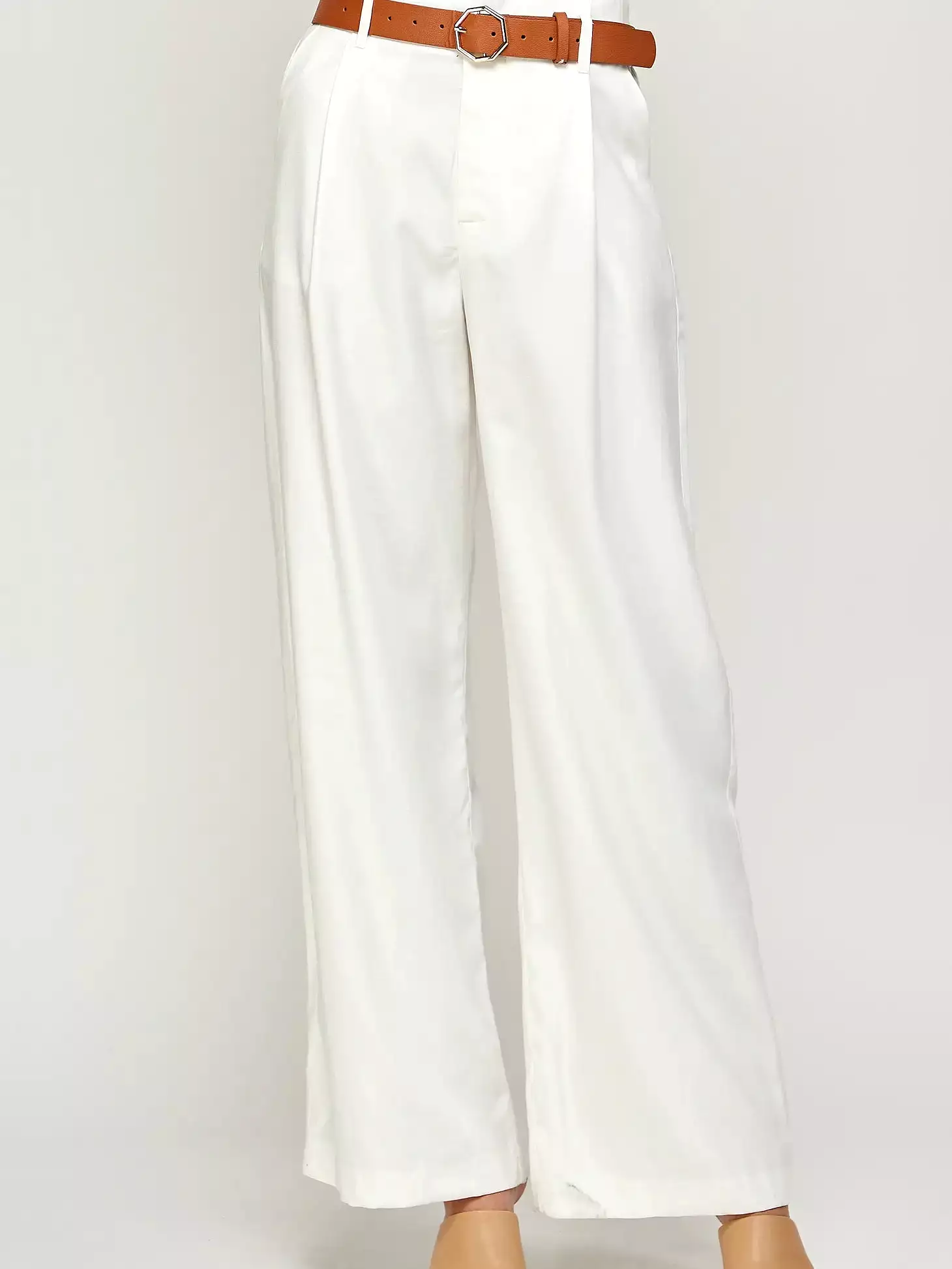 Office Chic White Wide Legged Trousers