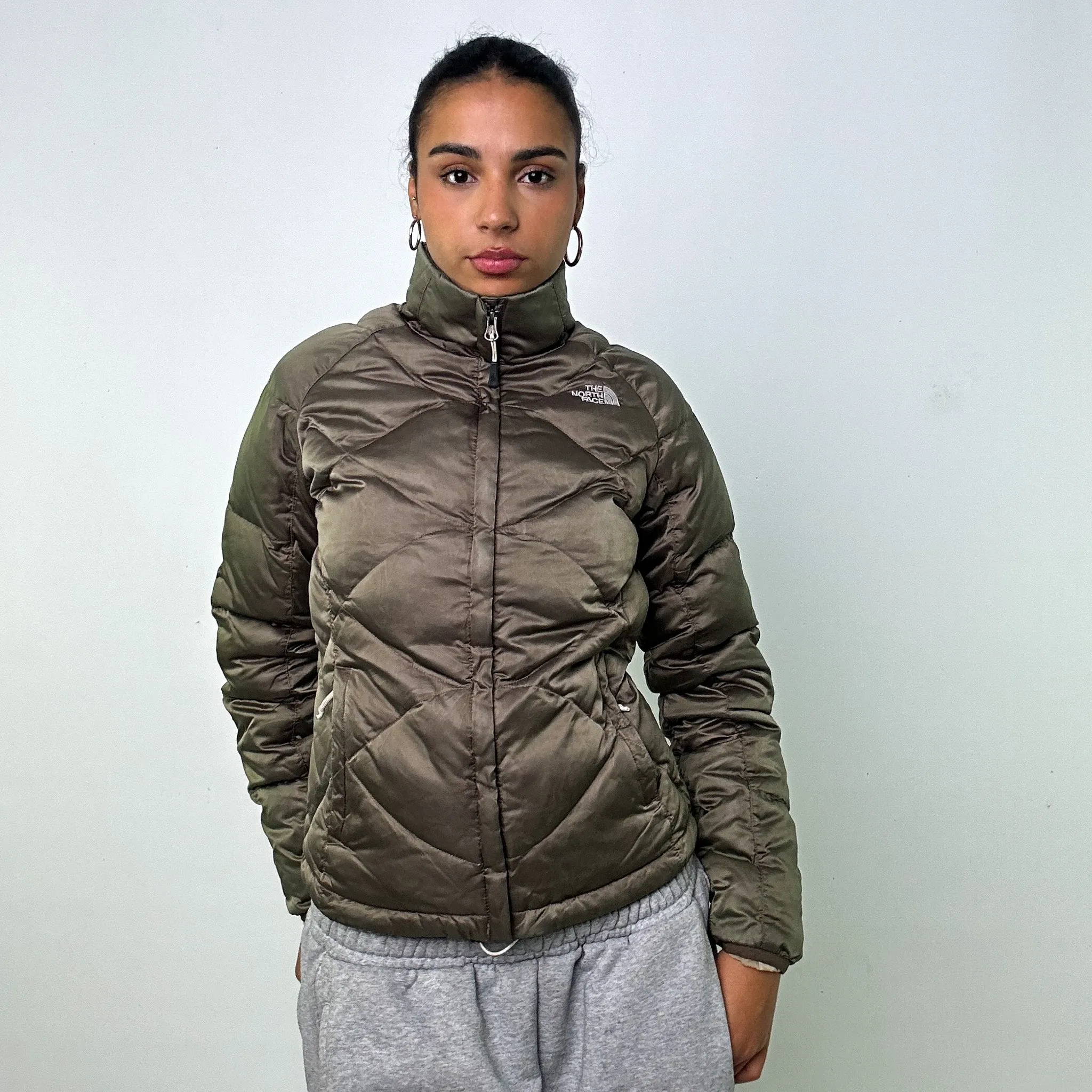 Olive Green y2ks The North Face 550 Series Puffer Jacket Coat (S)