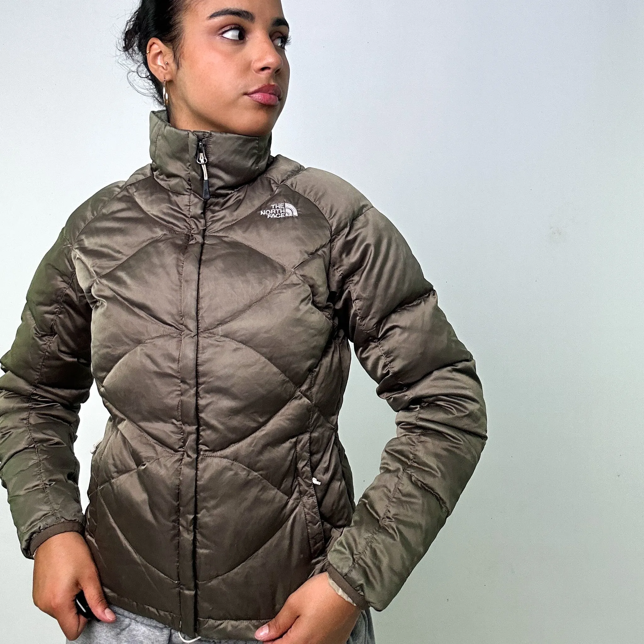 Olive Green y2ks The North Face 550 Series Puffer Jacket Coat (S)