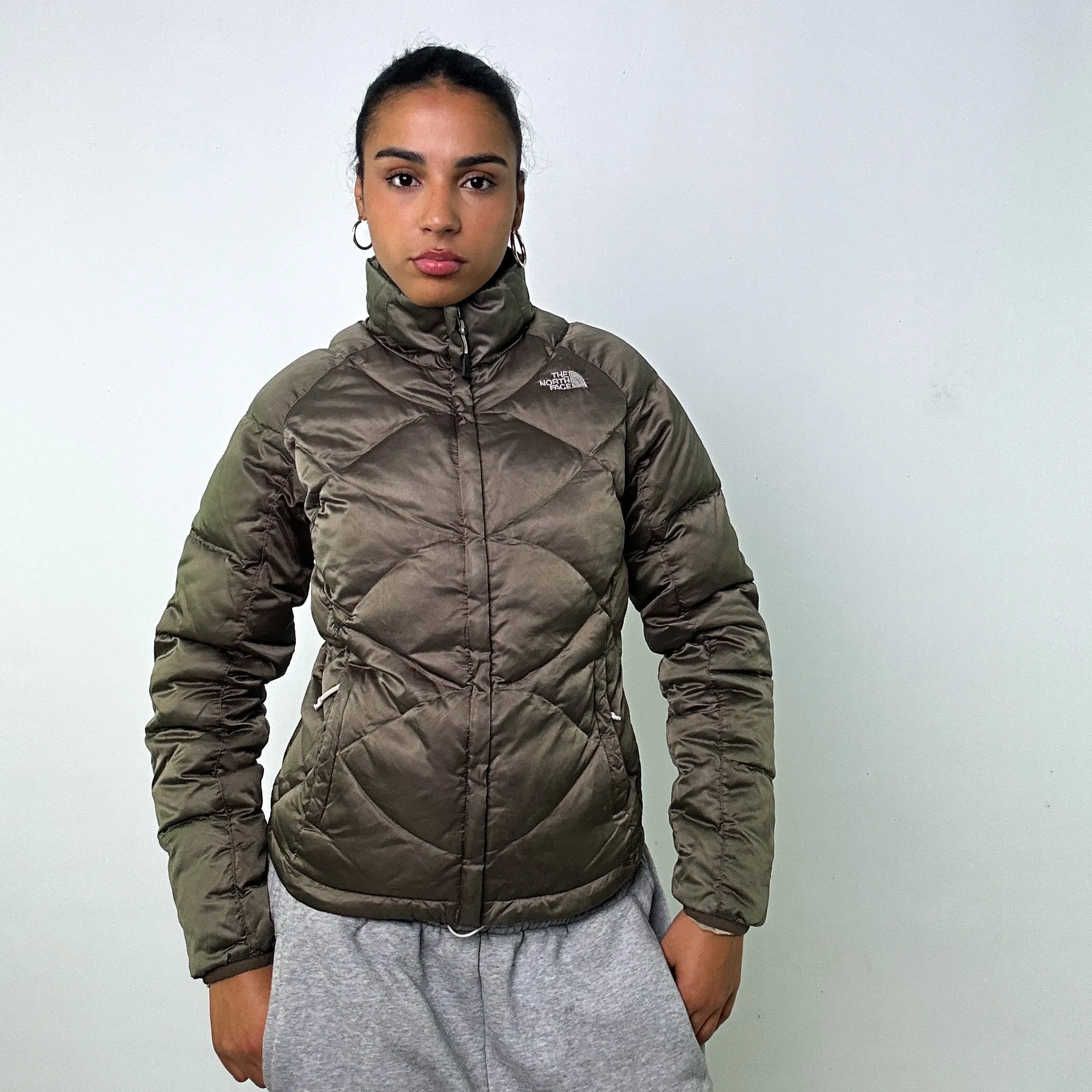 Olive Green y2ks The North Face 550 Series Puffer Jacket Coat (S)