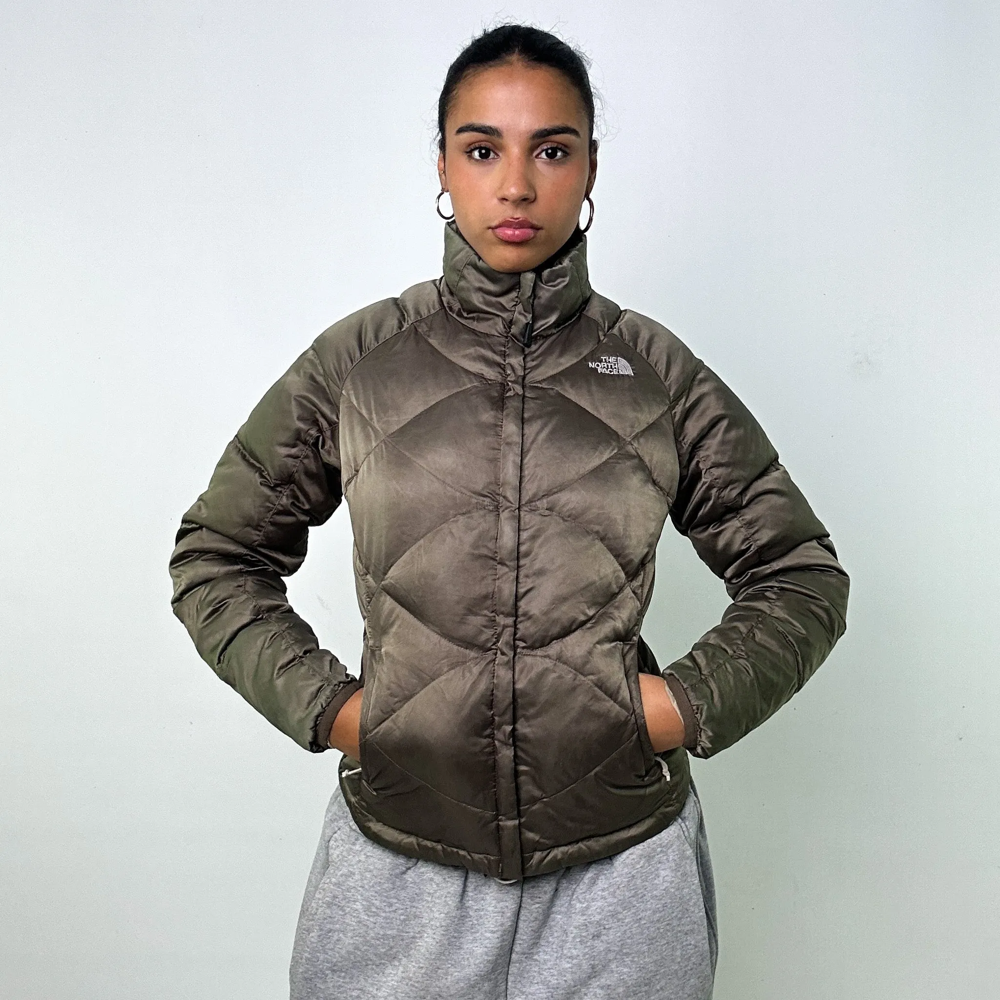 Olive Green y2ks The North Face 550 Series Puffer Jacket Coat (S)