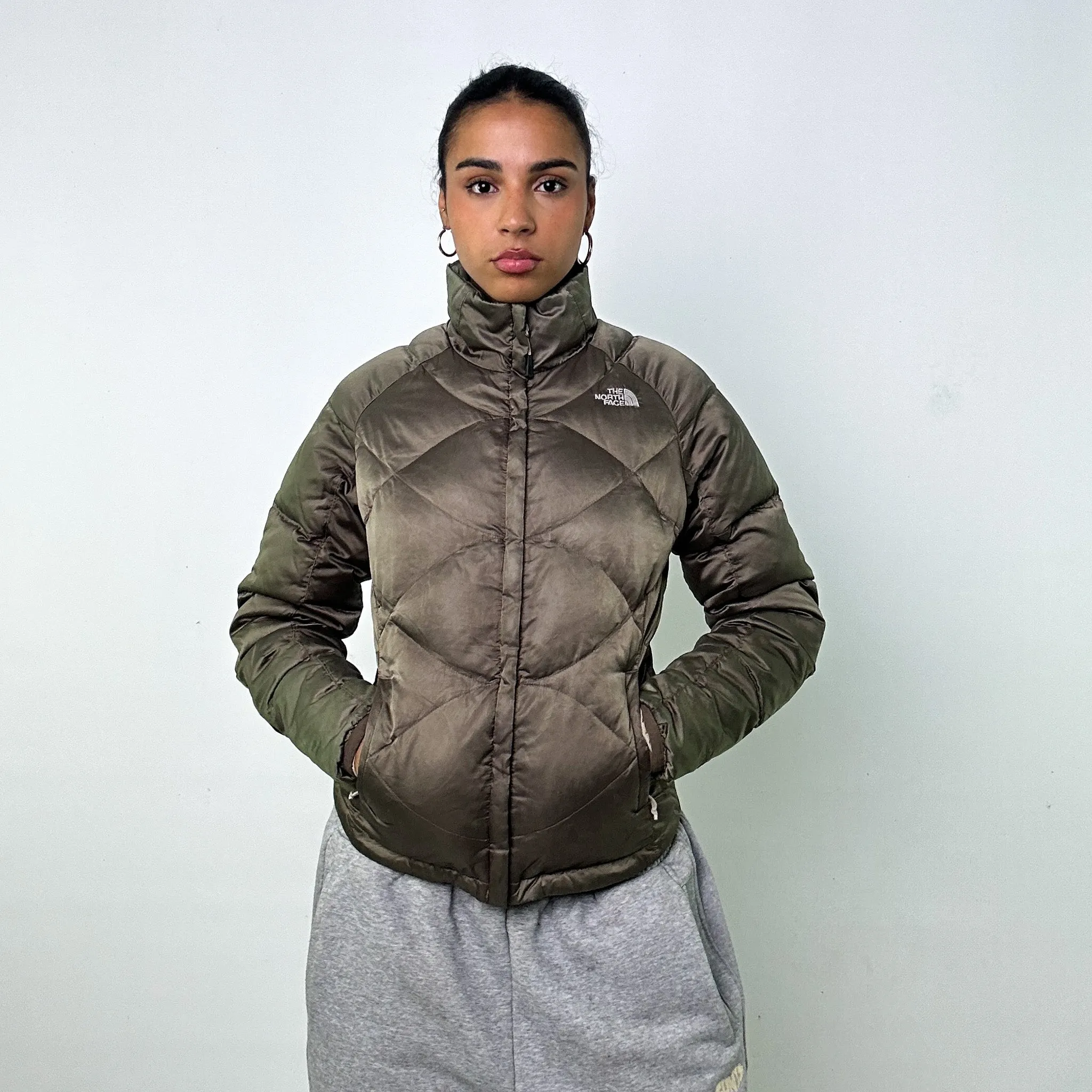 Olive Green y2ks The North Face 550 Series Puffer Jacket Coat (S)