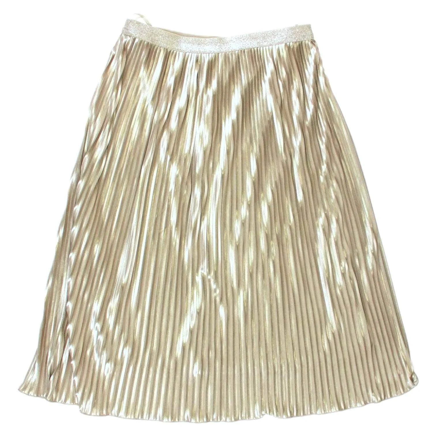 Oliver Bonas Champagne Metallic Knife Pleat Skirt