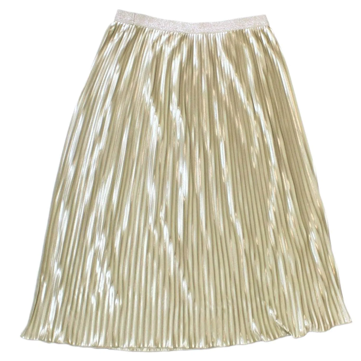 Oliver Bonas Champagne Metallic Knife Pleat Skirt