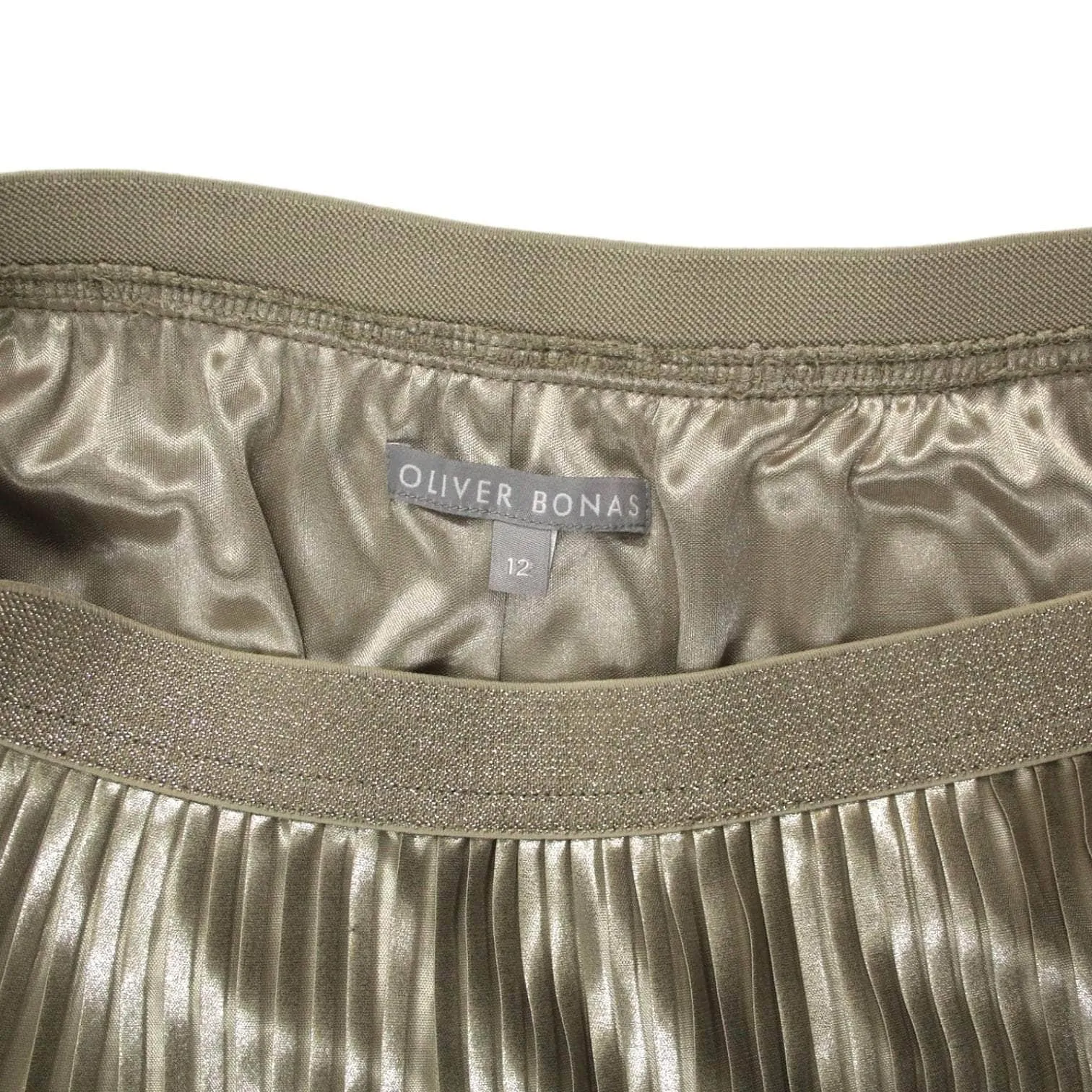 Oliver Bonas Champagne Metallic Knife Pleat Skirt