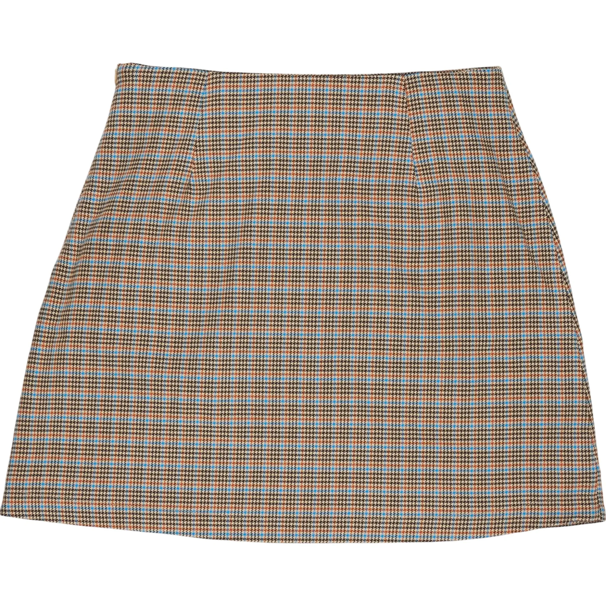 Omnes Beige Blue Plaid Skirt