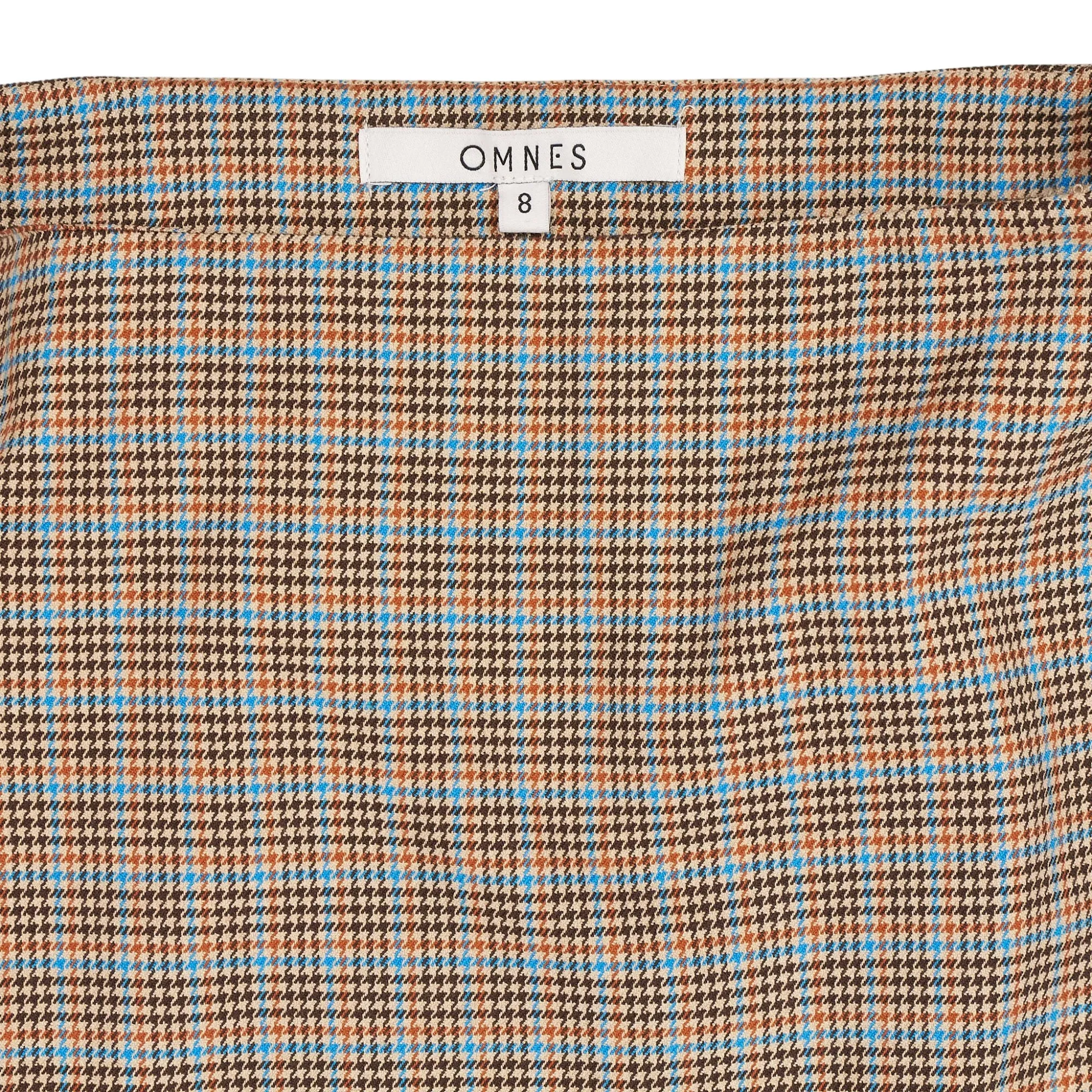 Omnes Beige Blue Plaid Skirt