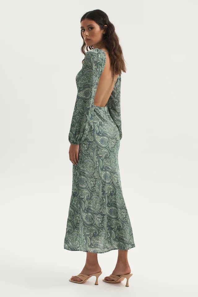 Ownley      OWNLEY -  Bethenny Bias Backless Dress (Paisley)  FINAL SALE