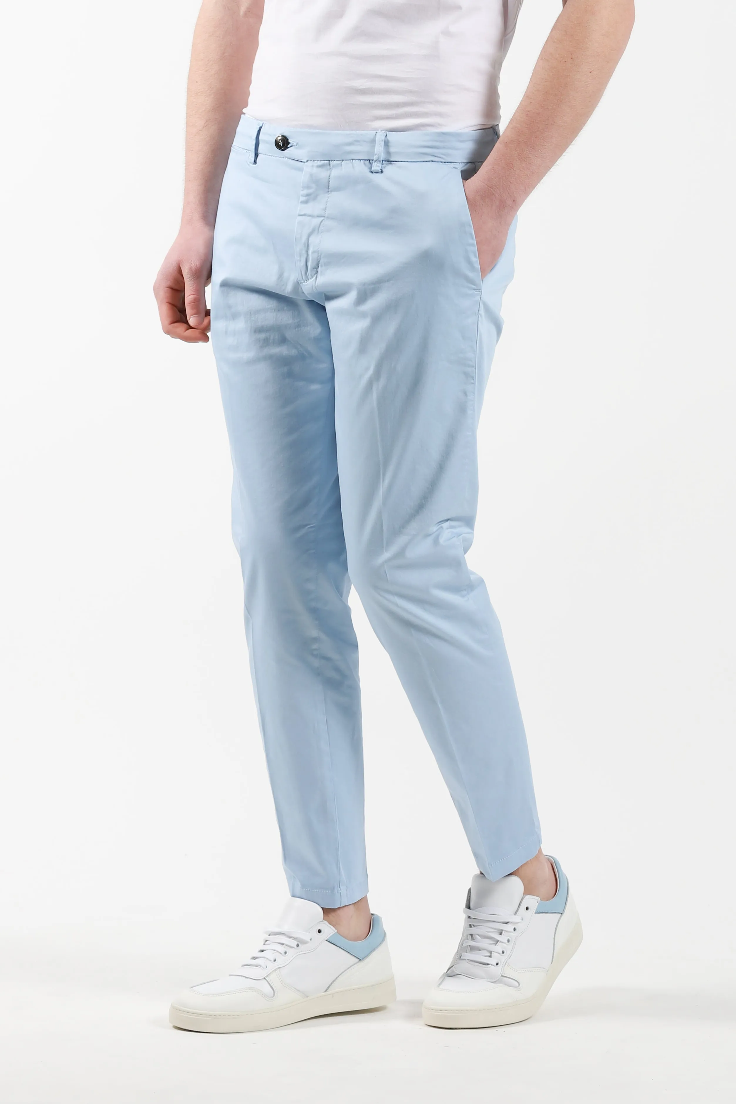 Pantalone chinos tasca America - Celeste