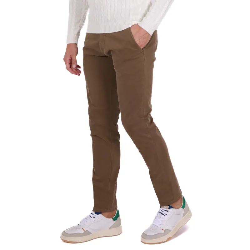 PANTALONE UOMO CHINOS IN GABARDINE DI COTONE, CAMMELLO