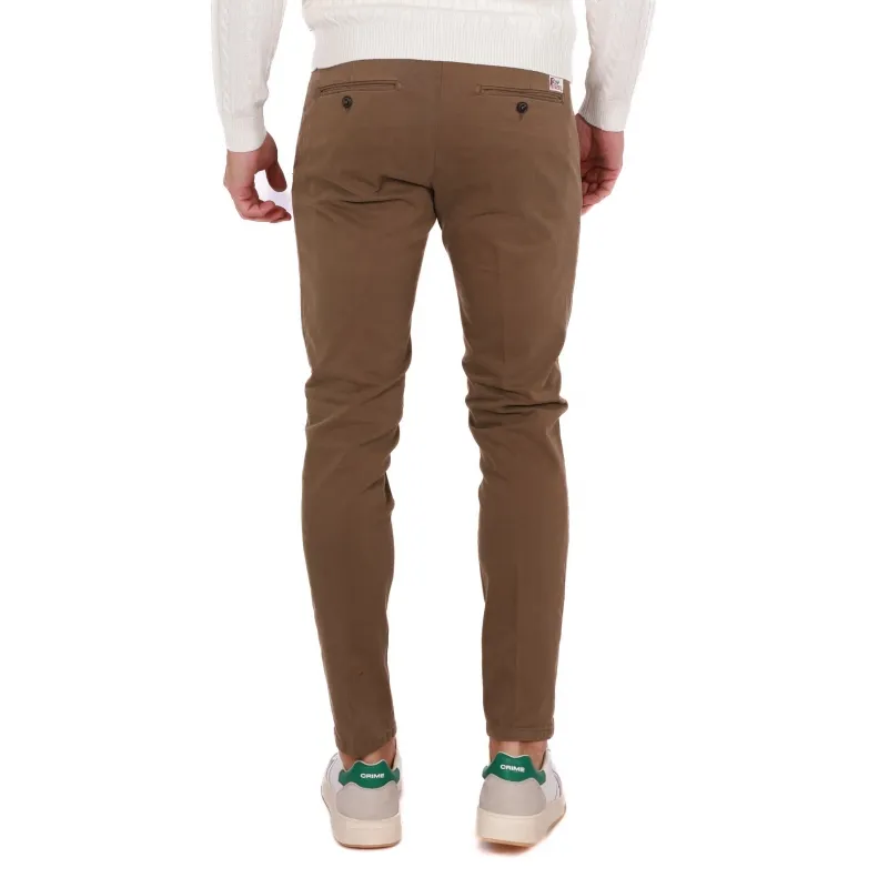 PANTALONE UOMO CHINOS IN GABARDINE DI COTONE, CAMMELLO