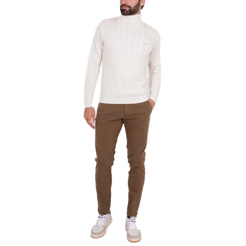 PANTALONE UOMO CHINOS IN GABARDINE DI COTONE, CAMMELLO