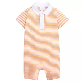 Peter Pan Polo Romper - Orange Stripe