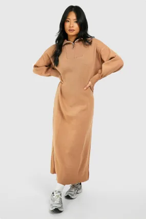 Petite Half Zip Sweater Midi Dress