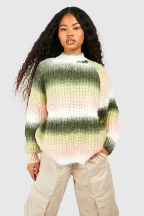 Petite Stripe Yarn High Neck Sweater