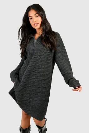 Petite Zip Detail Sweater Dress