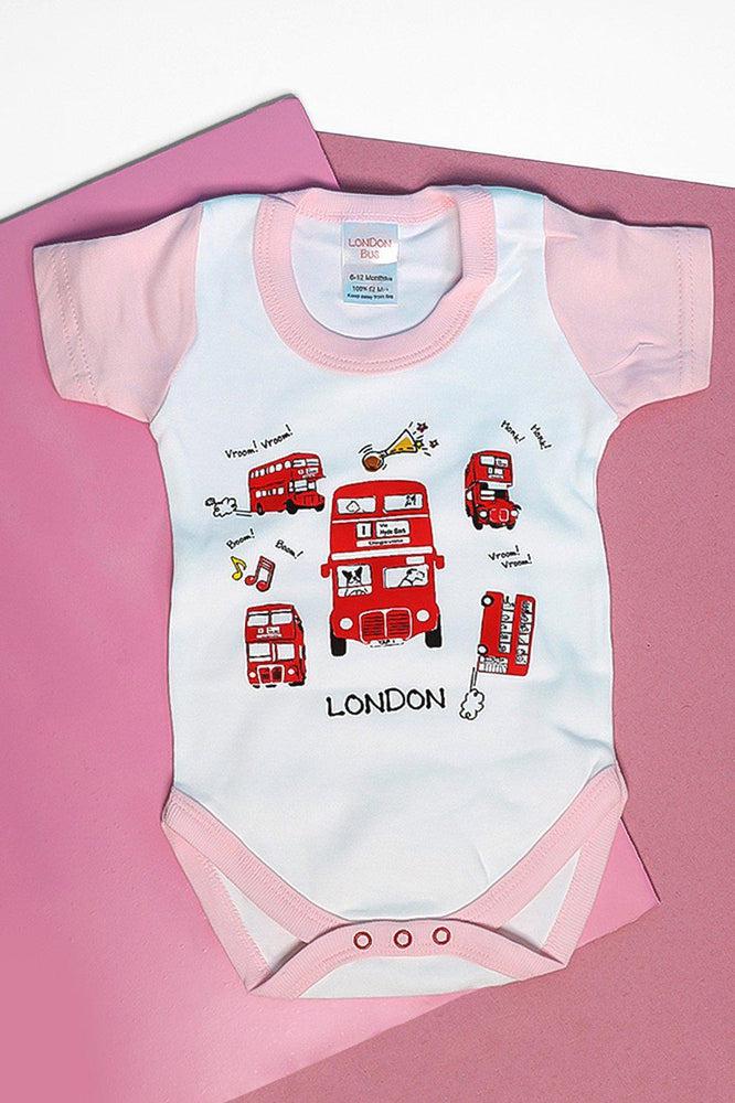 Pink London Bus Baby Girl Romper