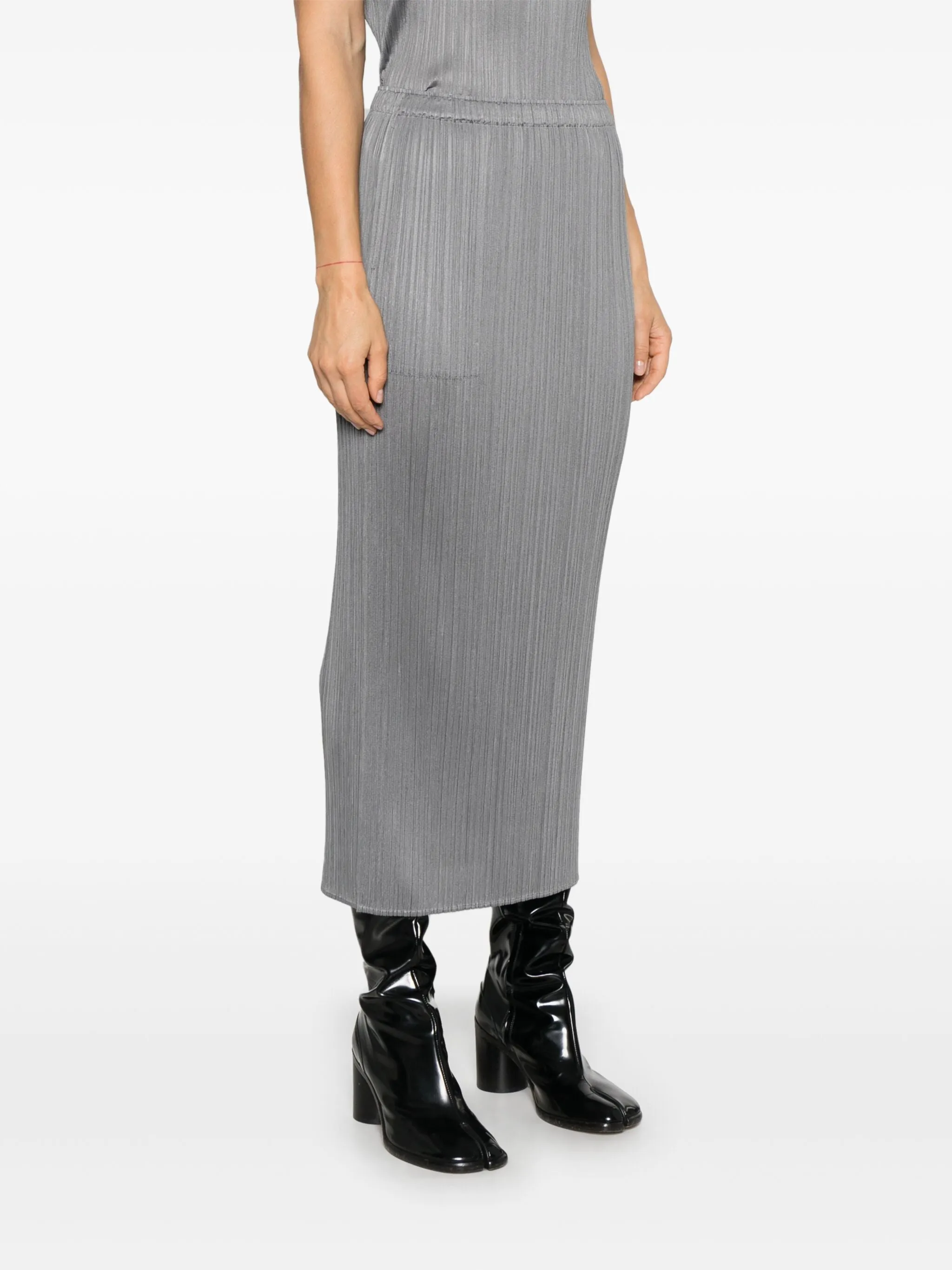 Pleated Midi Skirt - Gray