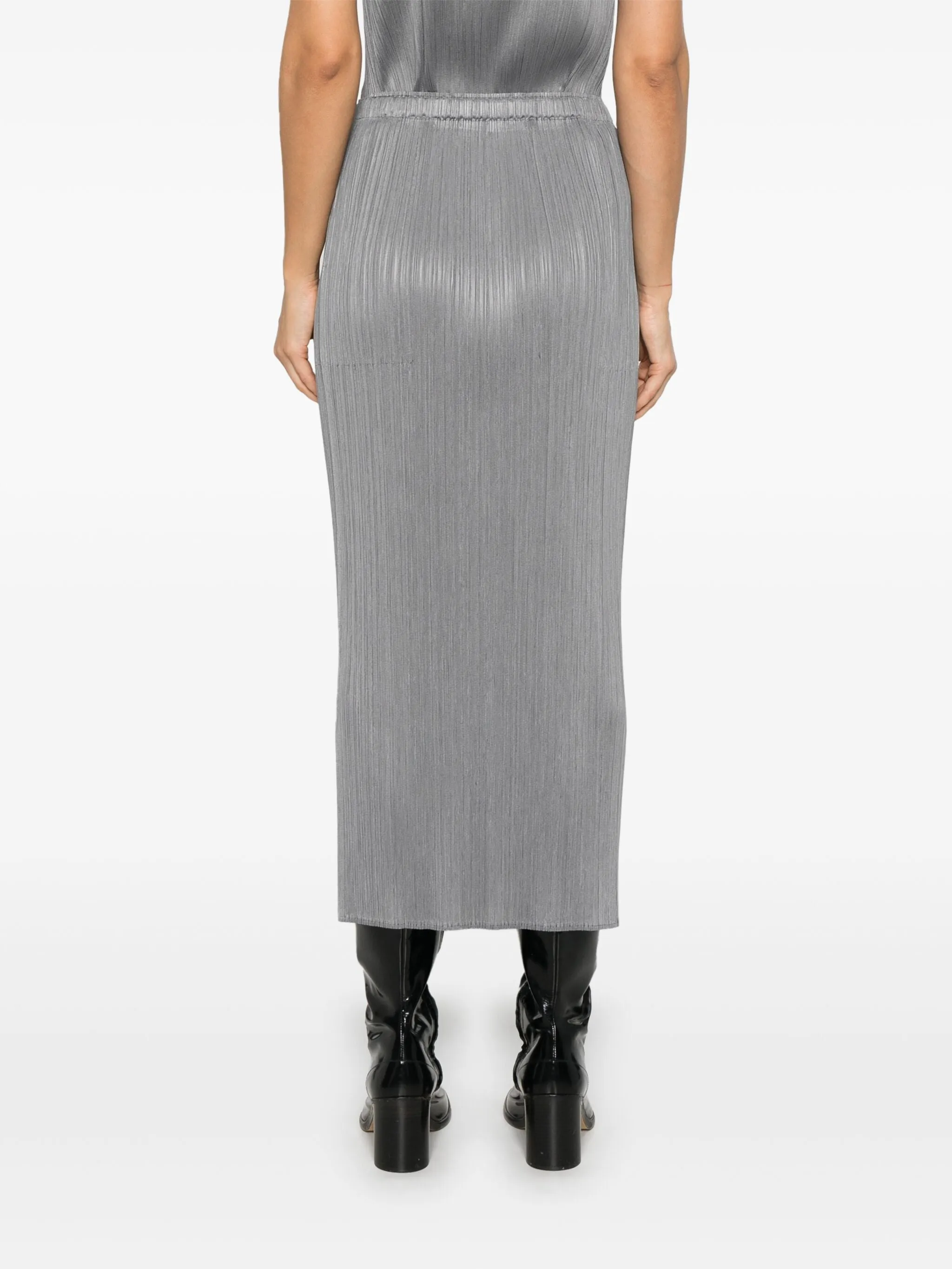 Pleated Midi Skirt - Gray