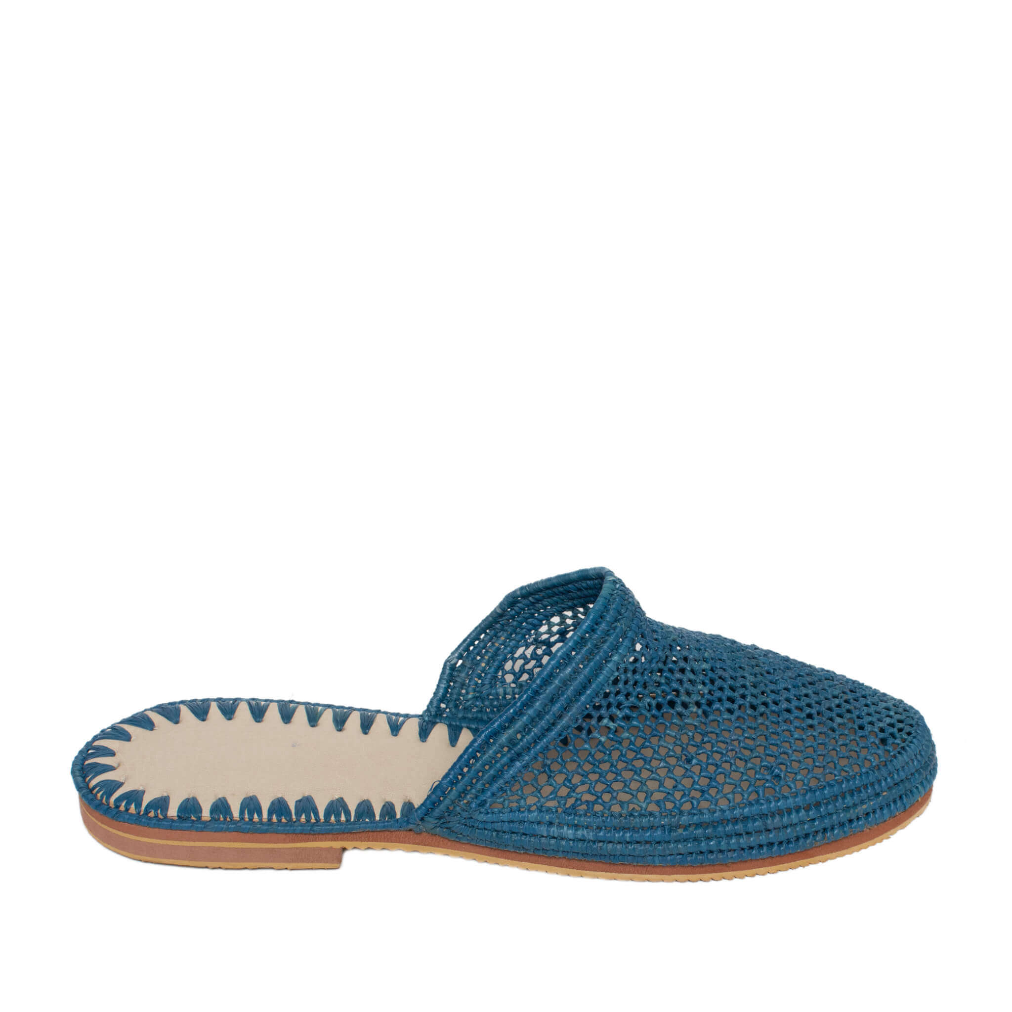 Raffia Slippers Babouche in Jeans